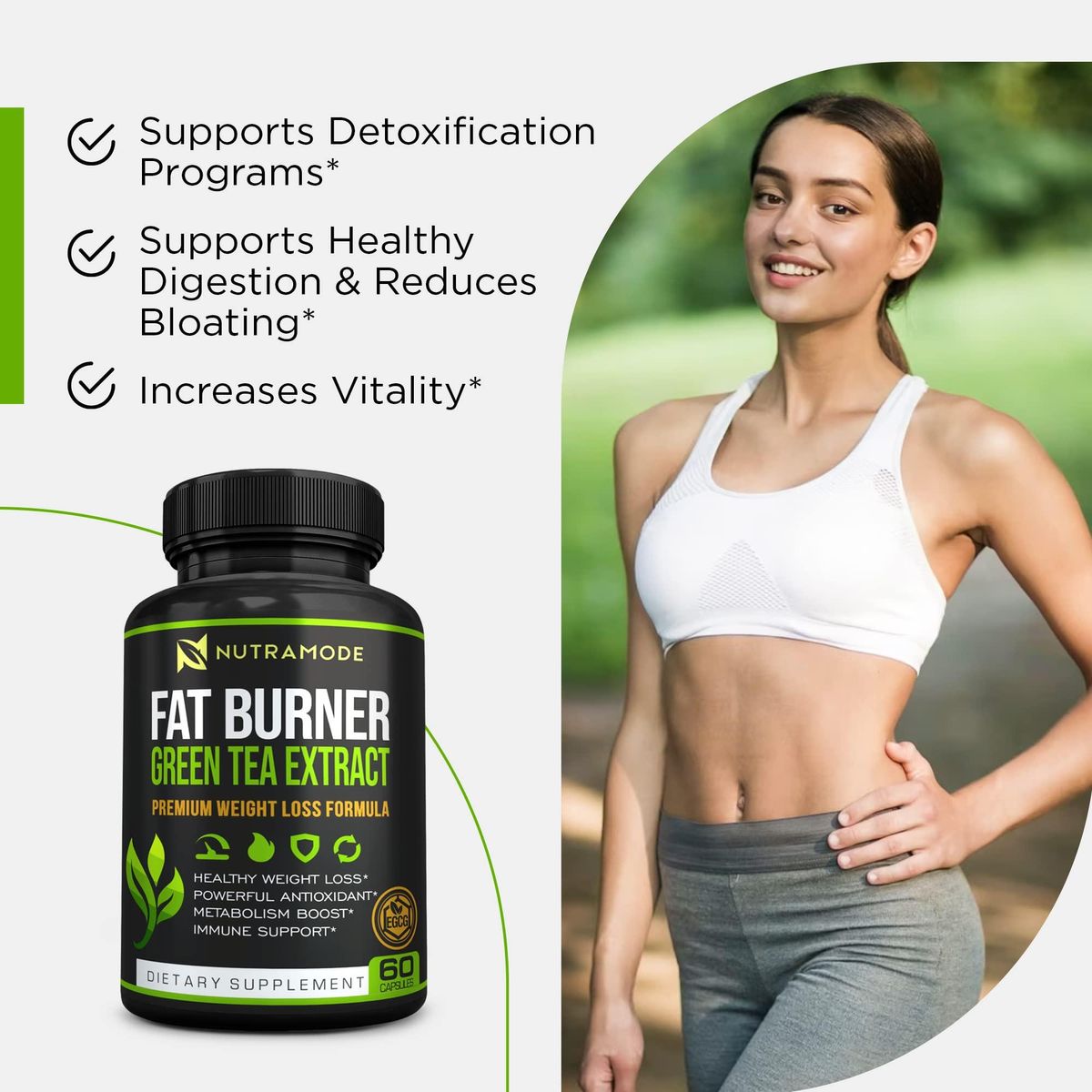 Premium Green Tea Extract Fat Burner Supplement with EGCG Natural