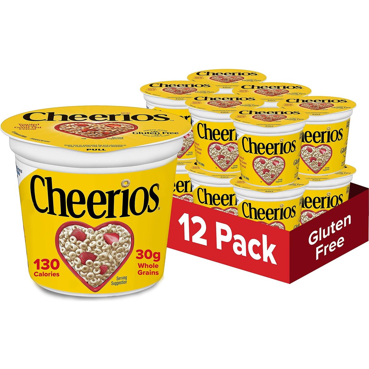 Honey Nut Cheerios Cups, Breakfast Cereal with Oats, Gluten Free, 1.8 oz, Shop