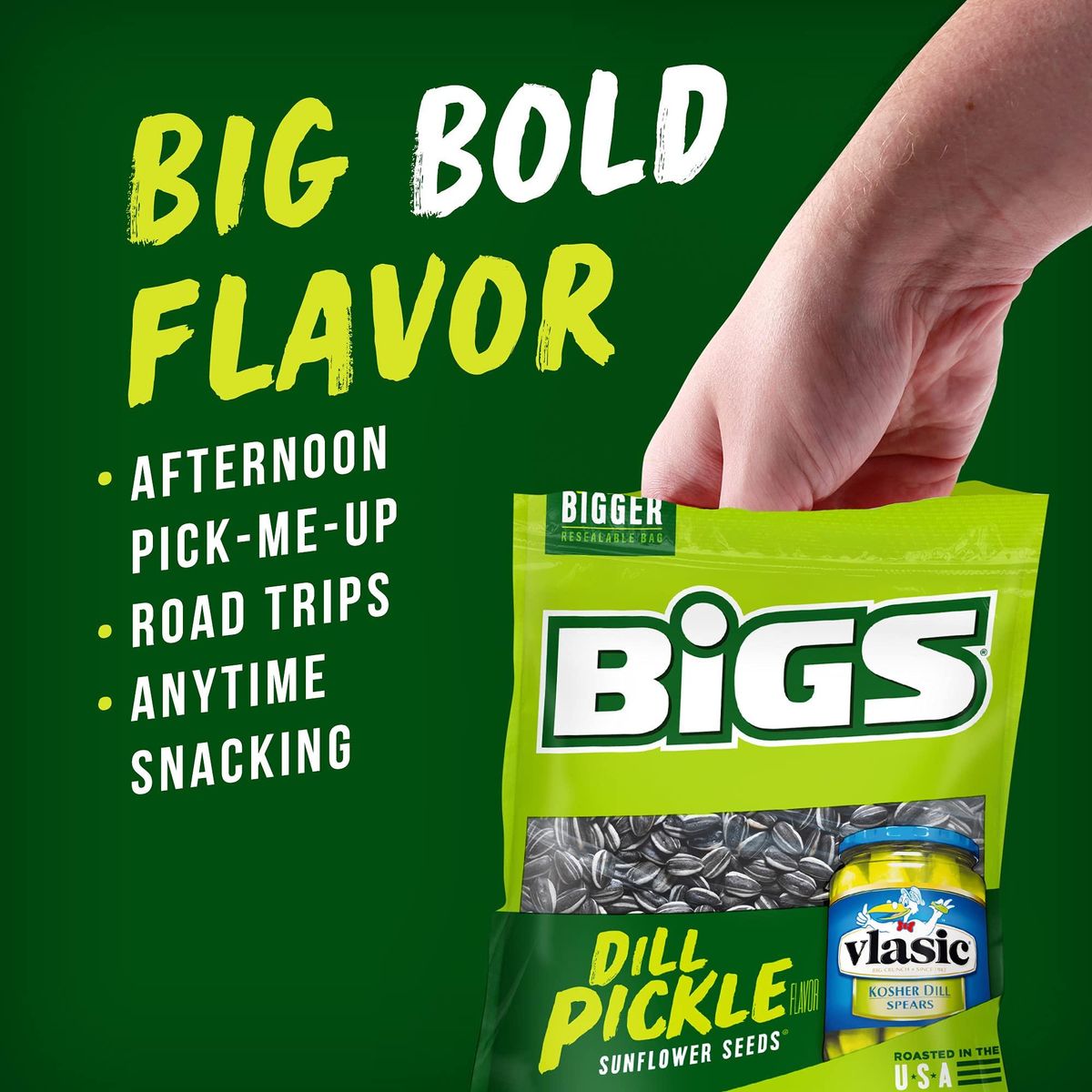 BIGS Vlasic Dill Pickle Sunflower Seeds, Keto Friendly Snack, 5.35-oz. –  Whlsome