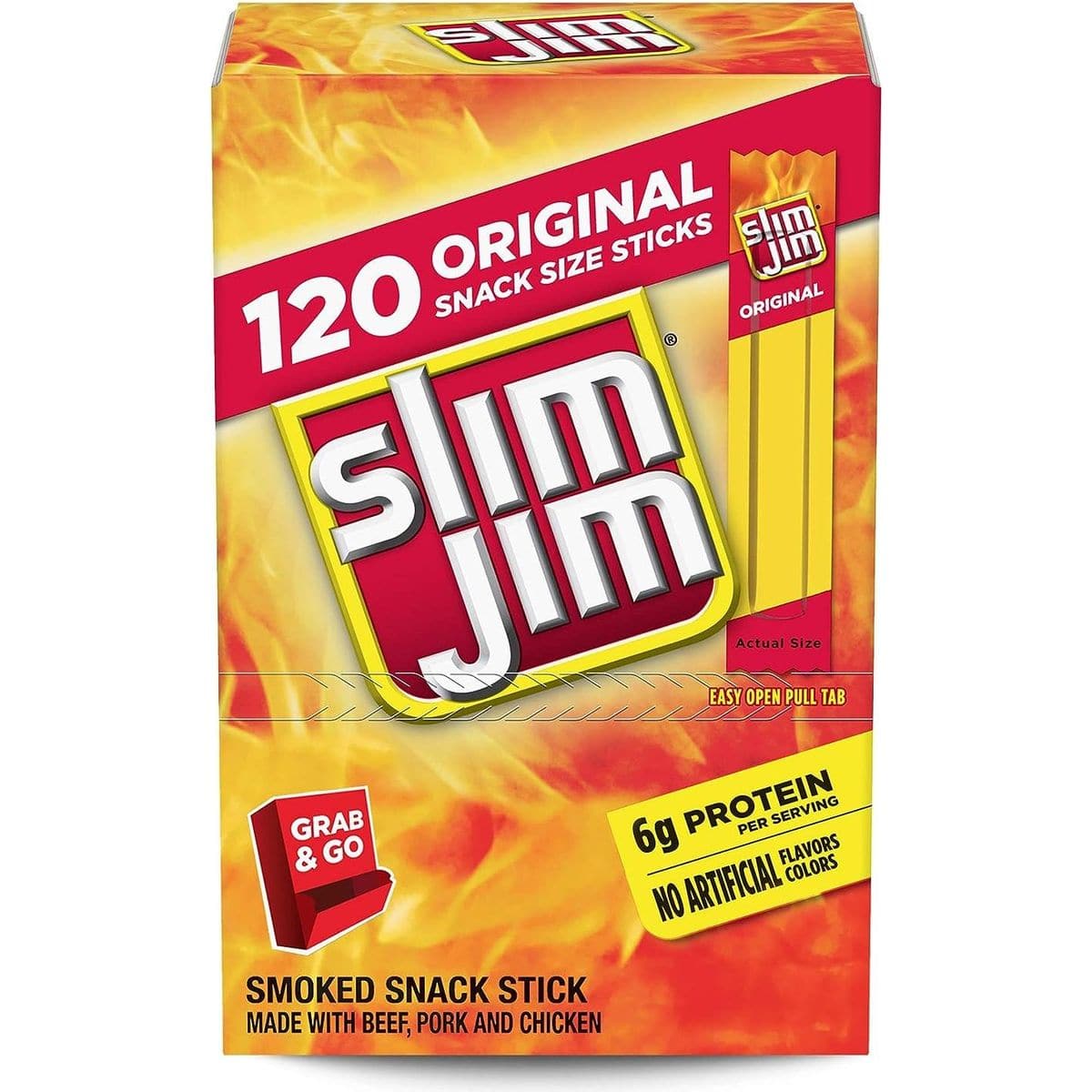 Slim Jim Snack-Sized Smoked Meat Stick, Original Flavor, .28 Oz. 120-Count