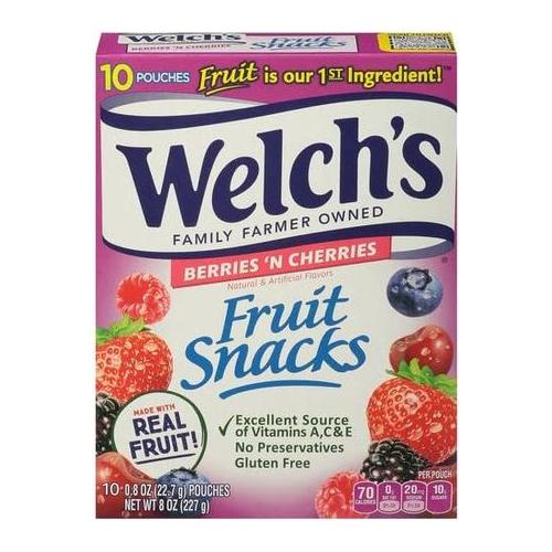 0.8 oz WELCH'S Fruit Snacks Berries 'n Cherries 10ct - Whlsome - Snacks