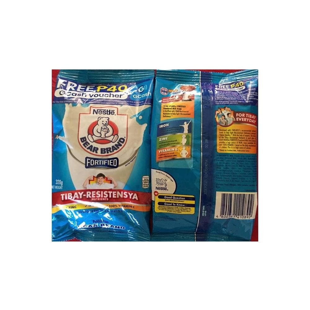 1 x 300 grams Bear Brand Fortified Powdered Milk Drink wIron Zinc Vitamin C 300 grams - Whlsome - Milk Powder