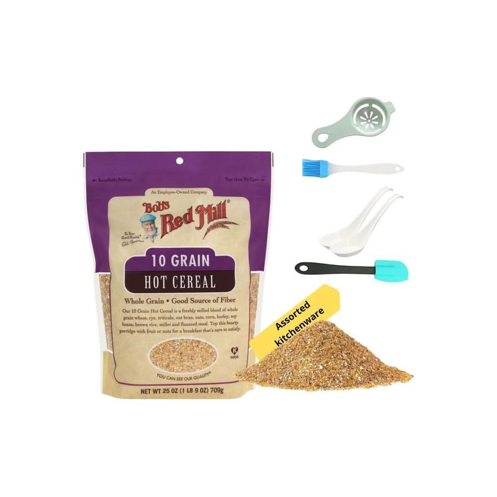 10 Grain Hot Cereal WHOLE GRAIN Bundle Includes One 25 Oz Bag of Bobs Red Mill 10 Grain Hot Cereal With One Think FWD Assorted Collectible Kitchenware May Vary - Whlsome - Cereal