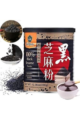 100% Black Sesame Seeds Powder, No Sugar, Low Temp Roasted, HALAL, NON - GMO, Black Sesame Paste Made in Taiwan 12.36oz (350g) - Whlsome - Cooking Oils