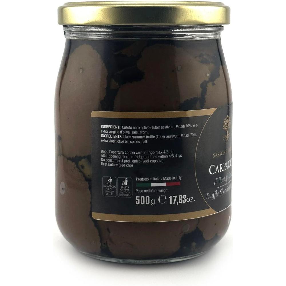 100 Italian Black Summer Truffle Carpaccio 176 Oz Truffle Slices Preserved in Extra Virgin Olive Oil Gourmet Vegan NonGMO Low Calorie Perfect Substitute for Fresh Truffles - Whlsome - Truffles