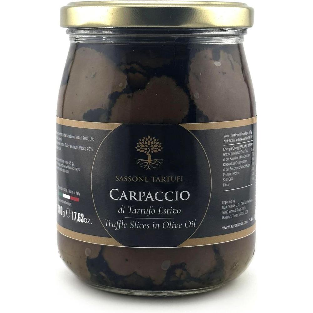 100 Italian Black Summer Truffle Carpaccio 176 Oz Truffle Slices Preserved in Extra Virgin Olive Oil Gourmet Vegan NonGMO Low Calorie Perfect Substitute for Fresh Truffles - Whlsome - Truffles