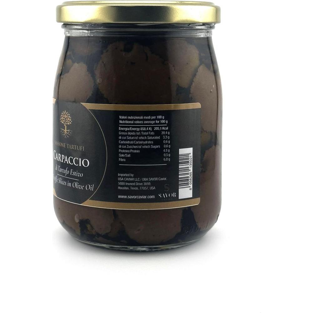 100 Italian Black Summer Truffle Carpaccio 176 Oz Truffle Slices Preserved in Extra Virgin Olive Oil Gourmet Vegan NonGMO Low Calorie Perfect Substitute for Fresh Truffles - Whlsome - Truffles