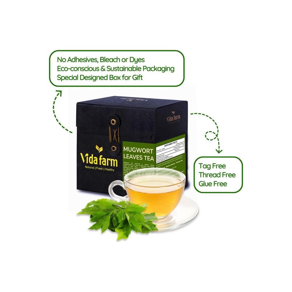 100 Mugwort Tea Bags Natural Mugwort Leaves Tea Bags Dried Mugwort Herbal Tea Mugwort Leaf Tea No Sugar No Caffeine No Gluten - Whlsome - Tea