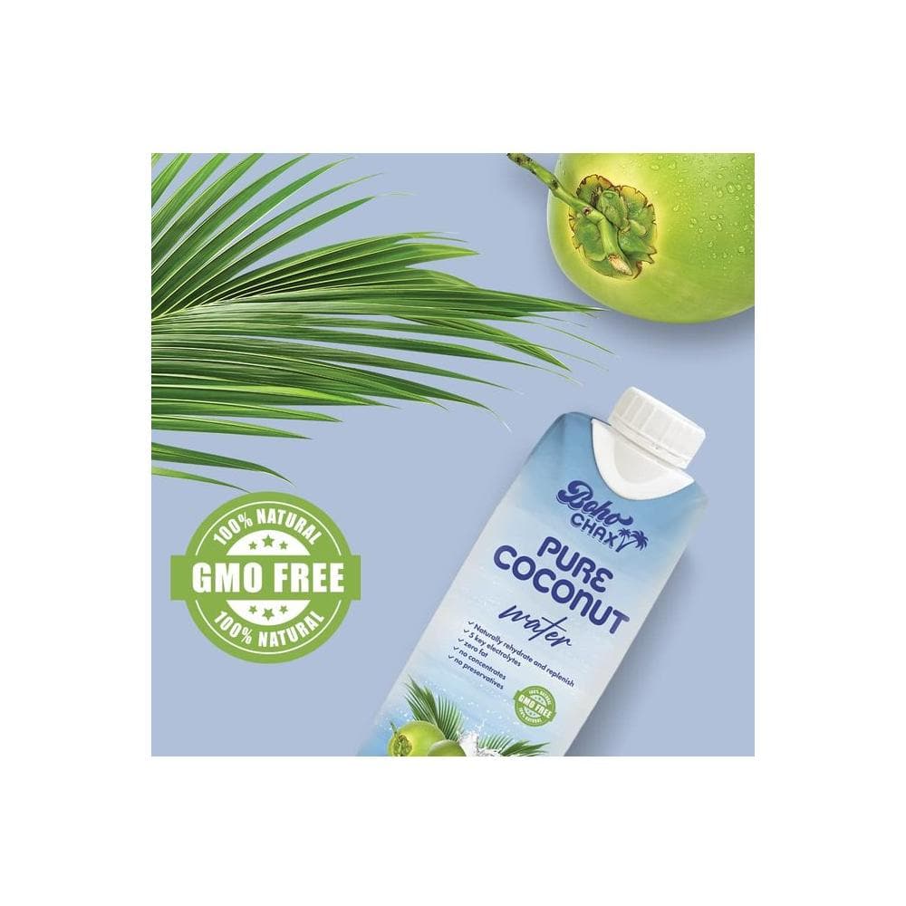 100 Natural Pure Coconut Water Not From Concentrate Drink with No Added Sugar Replenishes Essential Vitamins and Electrolytes for Superior Hydration 338 Fl Oz Cartons 6Pack by Boho Chax - Whlsome - Coconut Water