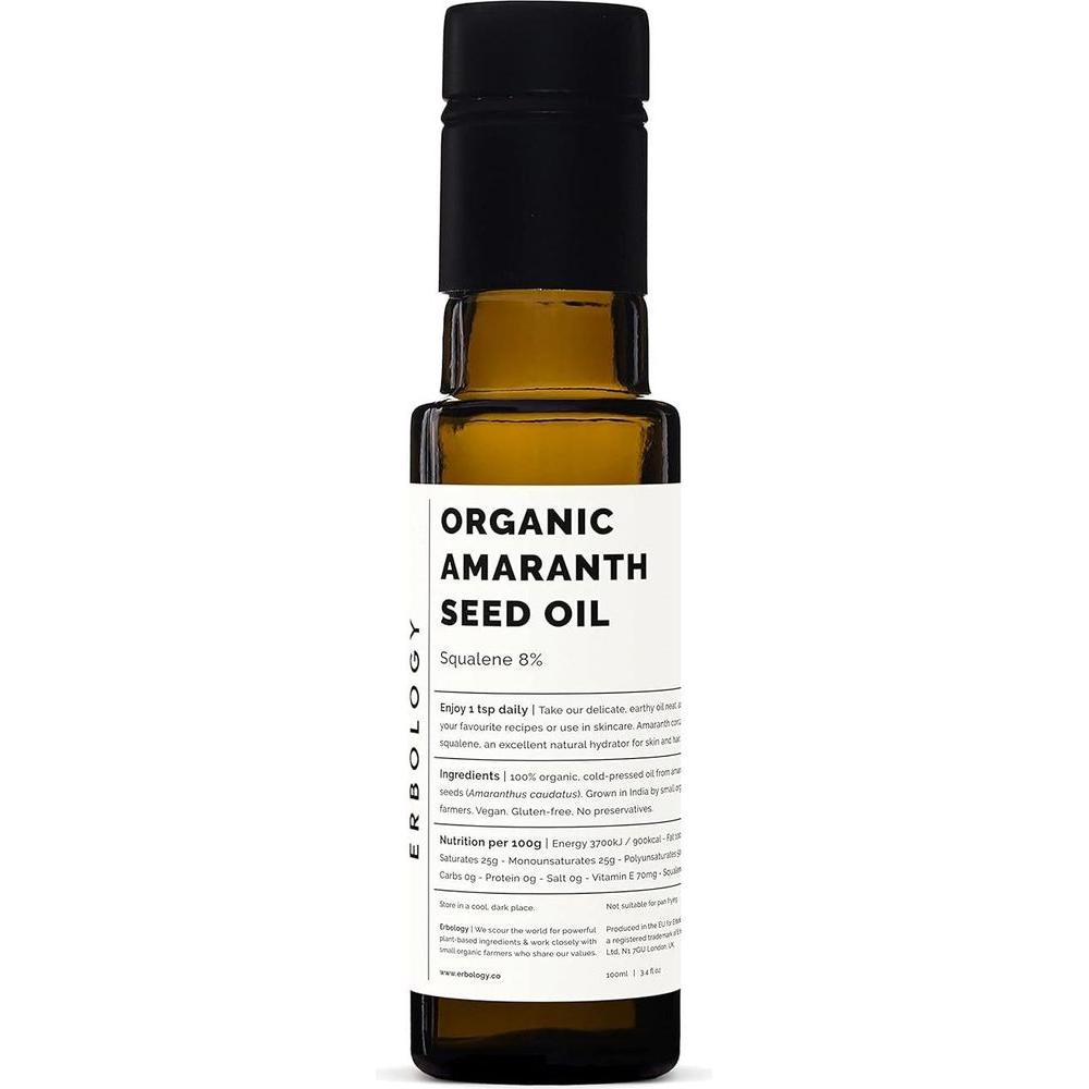 100% Organic Amaranth Oil 3.4 fl oz - Cold - Pressed - Premium Food Grade - Rich in Squalene and Vitamin E - Regenerate and Nourish - Non - GMO - No Additives or Preservatives - Recyclable Glass Bottle - Whlsome - Detox & Cleanse