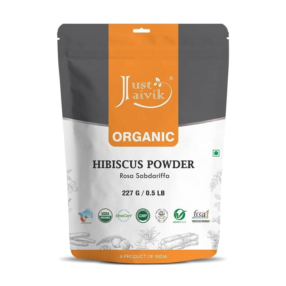 100 Organic Hibiscus Flower Powder Hibiscus Sabdariffa 12 LB 08 oz 227g USDA Certified Organic Biodegradable Resealable Zip Lock Pouch - Whlsome - Herbal Tea