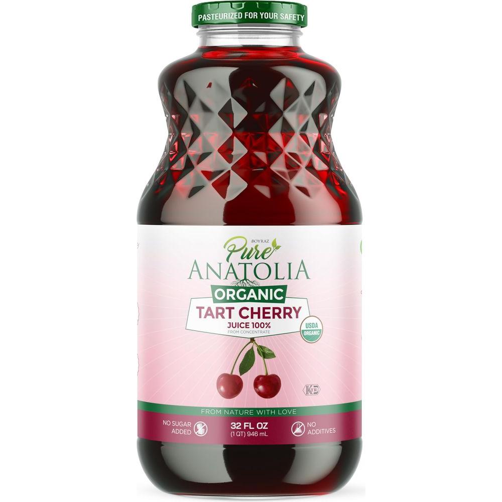 100 Organic Tart Cherry Juice by Pure Anatolia USDA Organic Fruit Juice Gluten Free Vegan Reusable Glass Bottle of 32 fl oz Natural Antioxidants No added Sugar or Preservatives - Whlsome - Fruit Juices