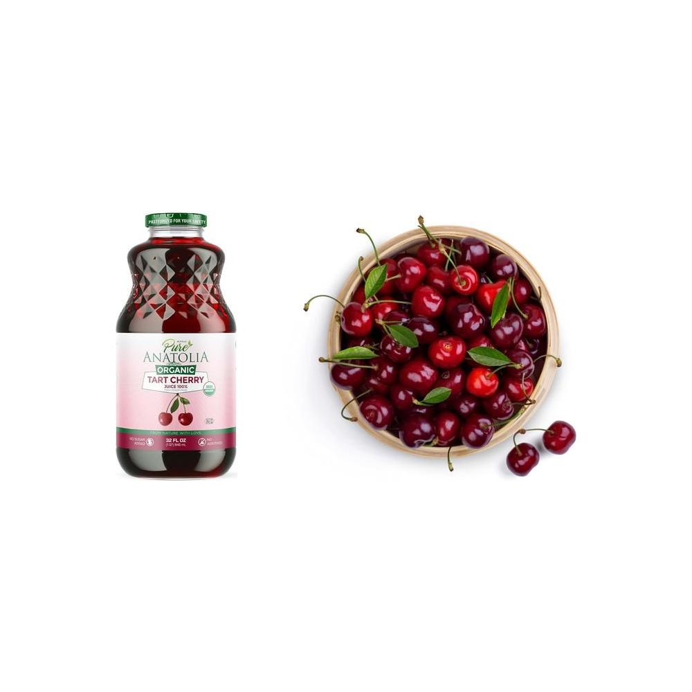 100 Organic Tart Cherry Juice by Pure Anatolia USDA Organic Fruit Juice Gluten Free Vegan Reusable Glass Bottle of 32 fl oz Natural Antioxidants No added Sugar or Preservatives - Whlsome - Fruit Juices