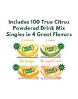 100 Pack 25 Each True Crystalized Packets Variety Box Packaged by BOLT BOX Lemon Lime Orange Grapefruit OnTheGo Powdered Drink Mix Water Enhancer Variety Pack Zero Calorie Unsweetened Water Flavoring 100 pack 6 Straws - Whlsome - Drinks & Beverages