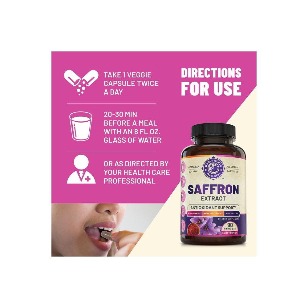 100% Pure Saffron Extract - Metabolism Booster & Natural Appetite Suppressant for Weight Loss. Saffron Mood Enhancer for Women & Men, Natural Diet Pills for Women & Men. USA Made, 90 Servings. - Whlsome - Appetite Suppressants