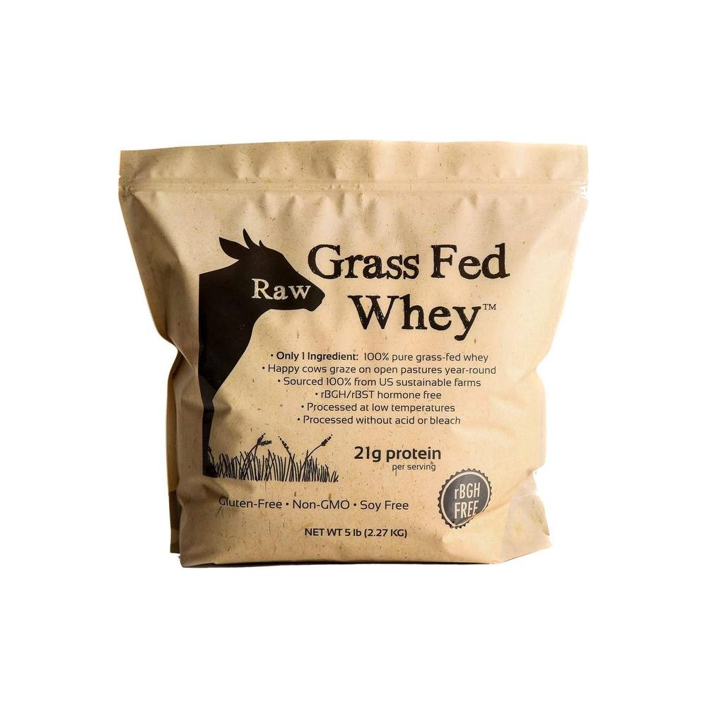 100% Raw Grass Fed Whey - Happy Healthy Cows, COLD PROCESSED Undenatured Protein Powder, GMO - Free + rBGH Free + Soy Free + Gluten Free, Unflavored, Unsweetened (5 LB BULK, 90 Serve) - Whlsome - Whey Protein