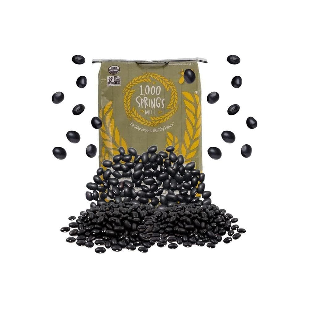 1000 SPRINGS MILL 25lb Bulk Bag Organic Black Beans Used for Soups Salads Chili Dips or Various Breakfast Dishes Bulk Dry Black Beans Resealable Bag Vegan Friendly - Whlsome - Canned Beans