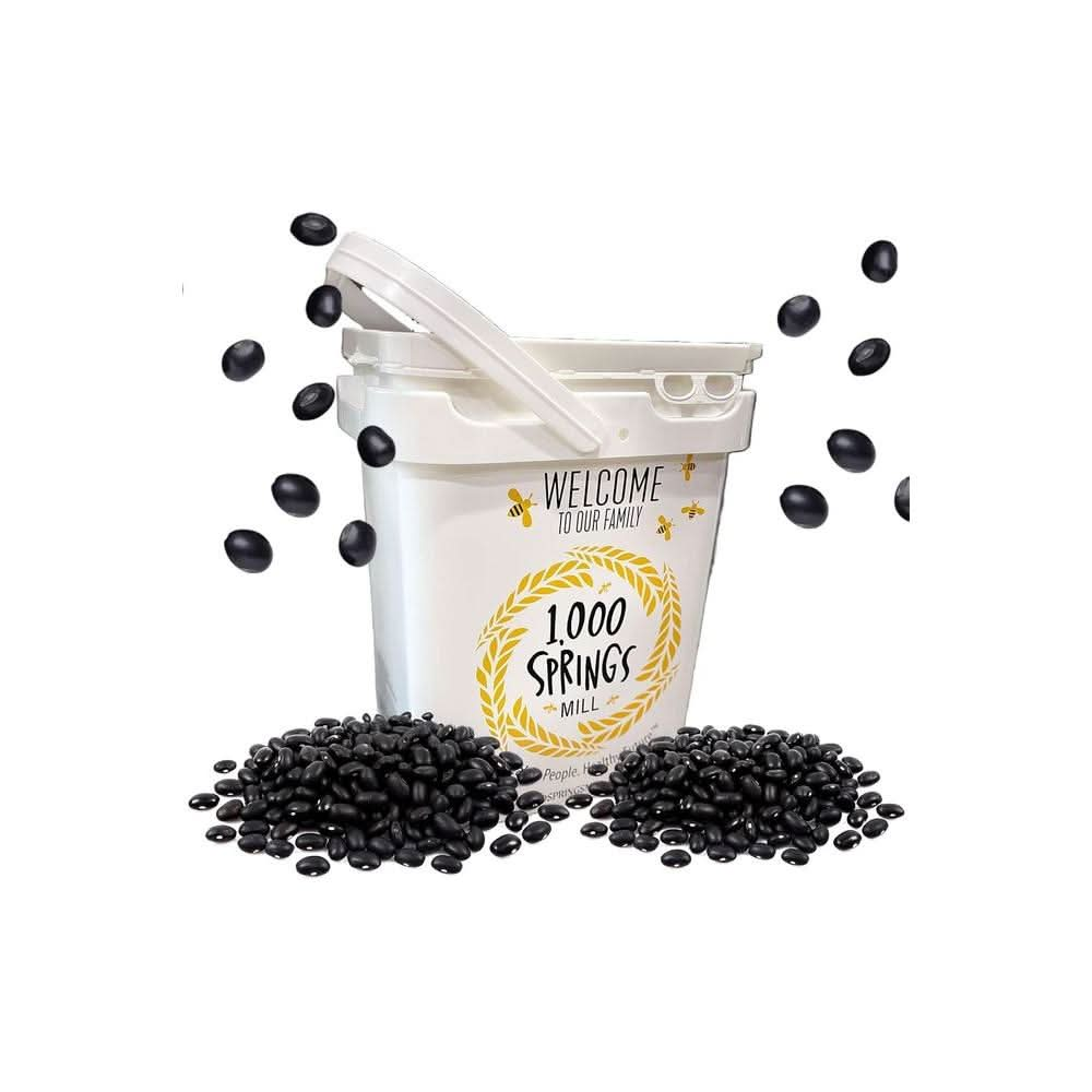 1000 SPRINGS MILL 25lb Bulk Bucket Organic Black Beans Used for Soups Salads Chili Dips or Various Breakfast Dishes Bulk Dry Black Beans Resealable Bag Vegan Friendly - Whlsome - Canned Beans