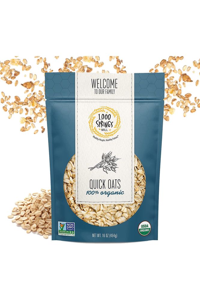 1000 Springs Mill Organic Quick Oats Used for breakfast Oatmeal Muffins Granola Bars Cookies or Other Baked Goods Bulk Dried Oats Resealable Bag 16oz Pack of 1 - Whlsome - Breakfast Foods