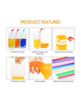 100PCs Drink Pouches with 100PCS Individual Wrapped Straws Yamgqus Freezable Juice Pouches DIY Reclosable Zipper Drink Bags for Adults and Kids Silicone Funnel Included 17oz 100 Pack - Whlsome - Fruit Juices