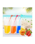 100PCs Drink Pouches with 100PCS Individual Wrapped Straws Yamgqus Freezable Juice Pouches DIY Reclosable Zipper Drink Bags for Adults and Kids Silicone Funnel Included 17oz 100 Pack - Whlsome - Fruit Juices