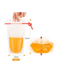 100PCs Drink Pouches with 100PCS Individual Wrapped Straws Yamgqus Freezable Juice Pouches DIY Reclosable Zipper Drink Bags for Adults and Kids Silicone Funnel Included 17oz 100 Pack - Whlsome - Fruit Juices