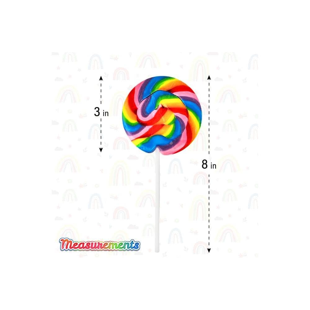 12 Large Swirl Lollipops Rainbow 3Inch Suckers - Whlsome - Candies &amp; Chocolates