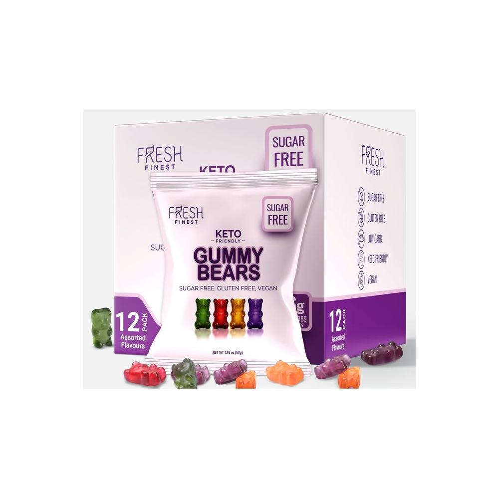 12 Pack Sugar Free Gummy Bears Keto Candy with Low Carb No Sugar Gluten Free Vegan Gummy Bears Keto Friendly SugarFree Gummies Best Keto Snack Total 15lb - Whlsome - Candies & Chocolates