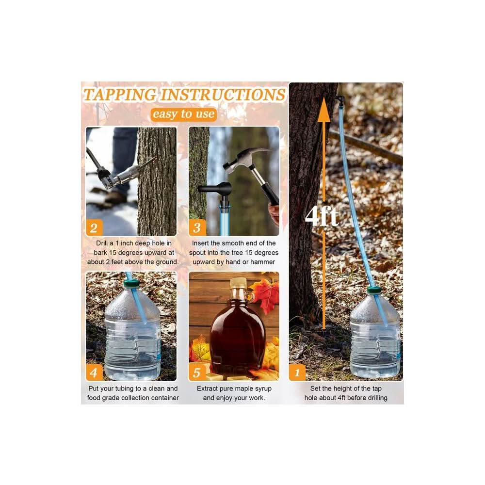 15 Pcs Maple Syrup Tapping Kit Includes 50 Feet Maple Syrup Taps Vacuum Tubing Lines Maple Syrup Tree Tapping Tubing Line 10 Maple Tree Taps 4 Maple Syrup Filter for Maple Syrup Collection Supplies - Whlsome - Maple Syrup