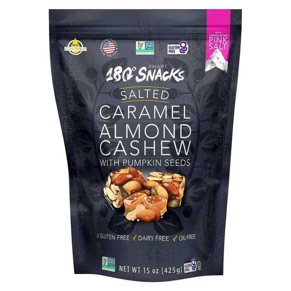 180 Snacks Salted Caramel Almond Cashew with Himalayan Salt - Delicious, Bite - Size Healthy Snacks - Non GMO, Dairy - free, Gluten - free Snacks - EBT Eligible Snacks for Kids and Adults - 15 oz - Whlsome - Snacks