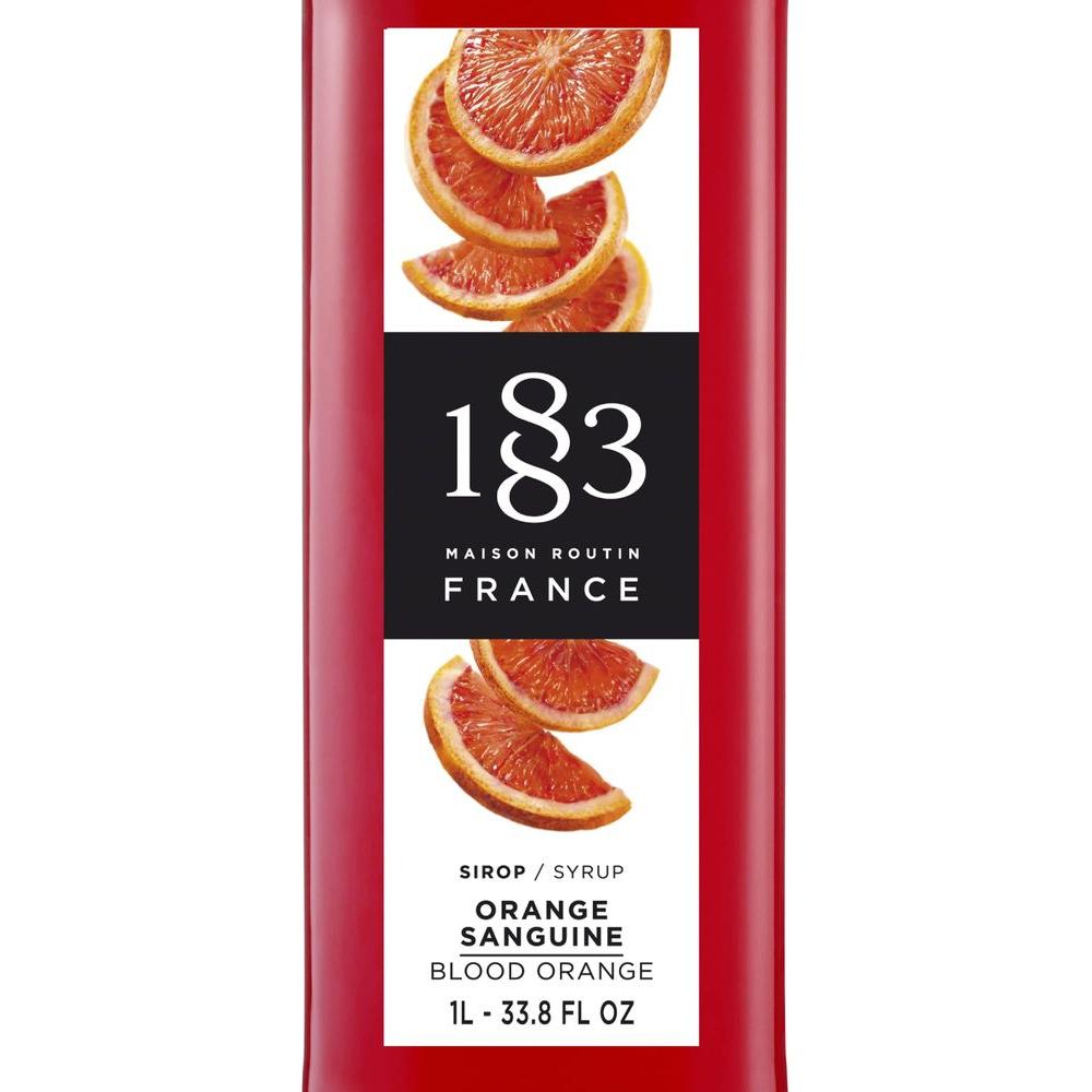 1883 Blood Orange Syrup Flavored Syrup for Hot Iced Beverages GlutenFree Vegan NonGMO Kosher PreservativeFree Made in France Glass Bottle 1 Liter 338 Fl Oz - Whlsome - Flavoring Syrup