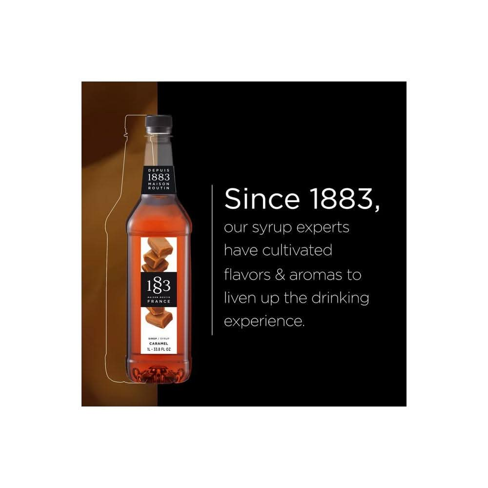 1883 Caramel Syrup Flavored Syrup for Hot Iced Beverages Rich FullBodied Taste AllNatural GlutenFree Vegan NonGMO Kosher PreservativeFree Made in France Plastic Bottle 1 Liter 338 Fl Oz - Whlsome - Grocery (Other)