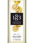 1883 Yuzu Lemon Syrup Flavored Syrup for Hot Iced Beverages GlutenFree Vegan NonGMO Kosher PreservativeFree Made in France Glass Bottle 1 Liter 338 Fl Oz - Whlsome - Flavoring Syrup