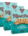 Munk Pack Chewy Granola Bar, Coconut Cocoa Chip | 1g Sugar, 4g Plant Based Protein, Low Carb & Keto Friendly | Gluten Free, Non GMO, Erythritol Free Breakfast & Snack Bars | 12 Pack