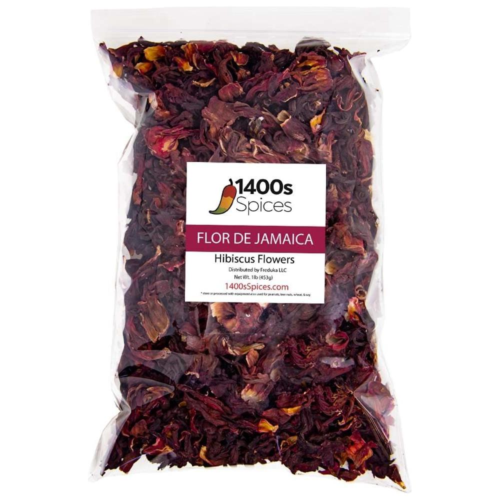 1lb Dried Hibiscus Flowers perfect for Tea and Mexican Agua Fresca Flor de Jamaica Whole Flowers and Petals by 1400s Spices - Whlsome - TEA