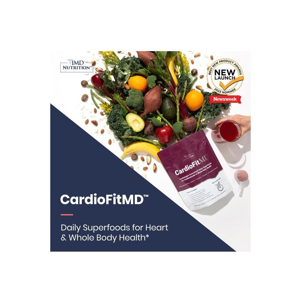 1MD Nutrition CardioFitMD - Vegan Beets Superfood Keto - Friendly Heart Health Powder - High Fiber Nutritional Supplement Drink - 30 Servings - Whlsome - Dietary Fiber