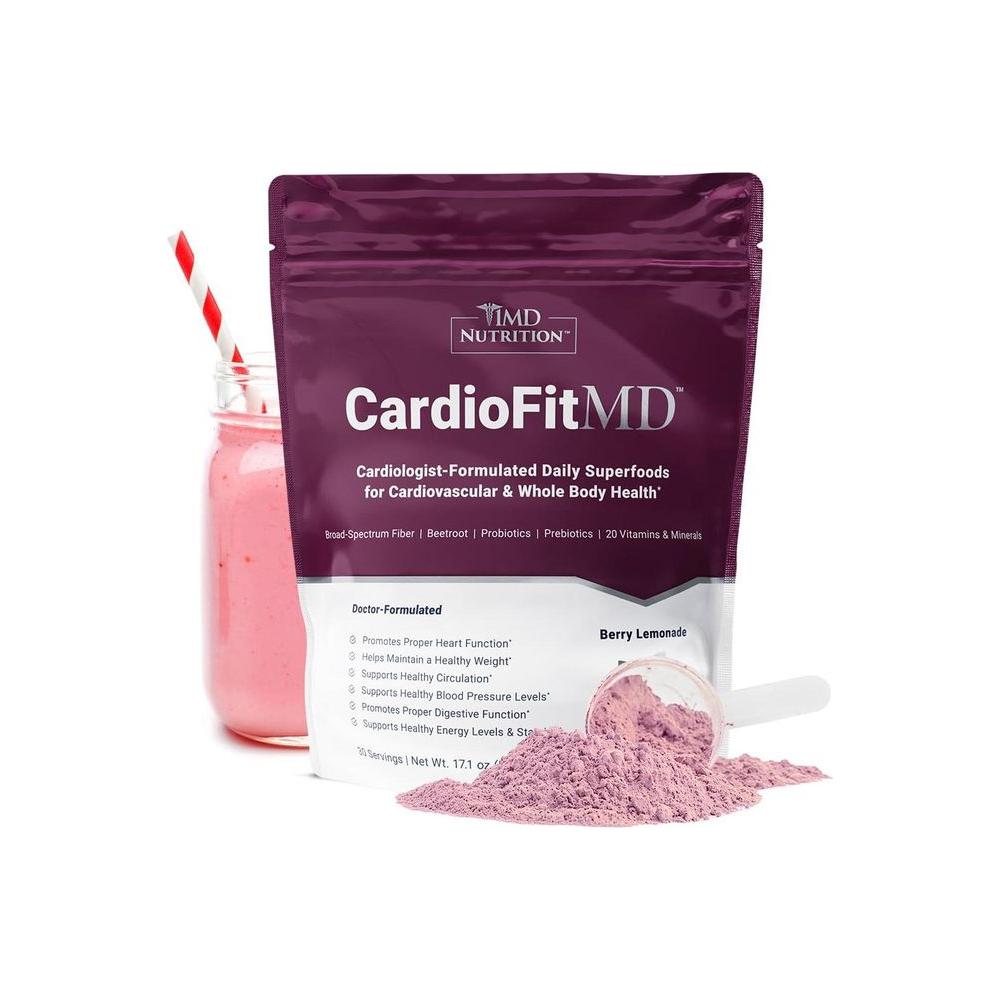 1MD Nutrition CardioFitMD - Vegan Beets Superfood Keto - Friendly Heart Health Powder - High Fiber Nutritional Supplement Drink - 30 Servings - Whlsome - Dietary Fiber