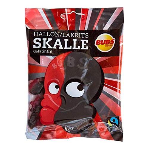 2 Bags x 90g of Bubs Godis Hallon Lakrits Raspberry Licourice Original Swedish Salmiak Salty Licorice Salmiakki Salt Skull Gelatine Free Wine Gums - Whlsome - Candies &amp; Chocolates