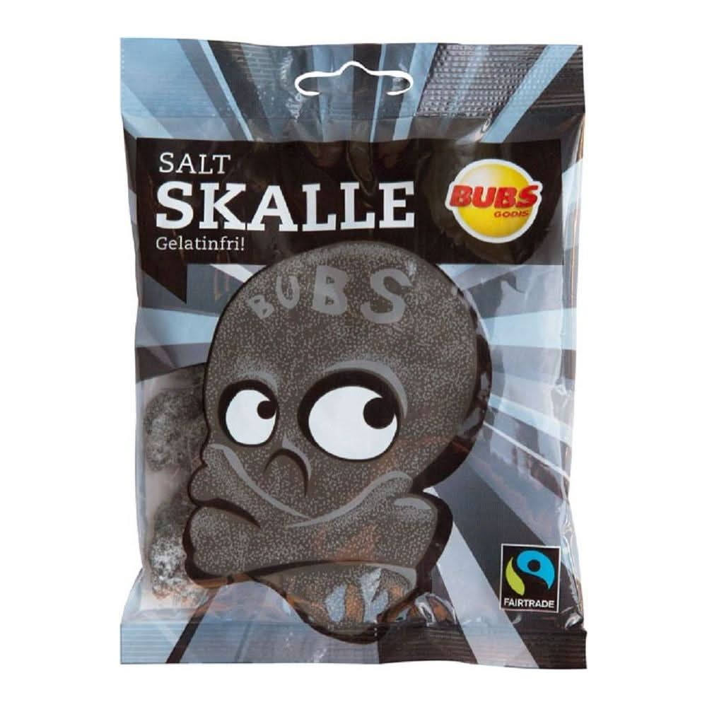 2 Bags x 90g of Bubs Godis Salt Skalle Salt Skallar Original Swedish Salmiak Salty Licorice Salmiakki Salt Skull Gelatine Free Wine Gums Candies - Whlsome - Candies & Chocolates