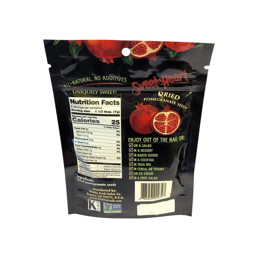 2 Oz Sweetheart Dried Pomegranate Seeds All Natural No Sugar Added 100 Fruit NonGMO Vegan No Refrigeration Needed - Whlsome - Dried Fruits