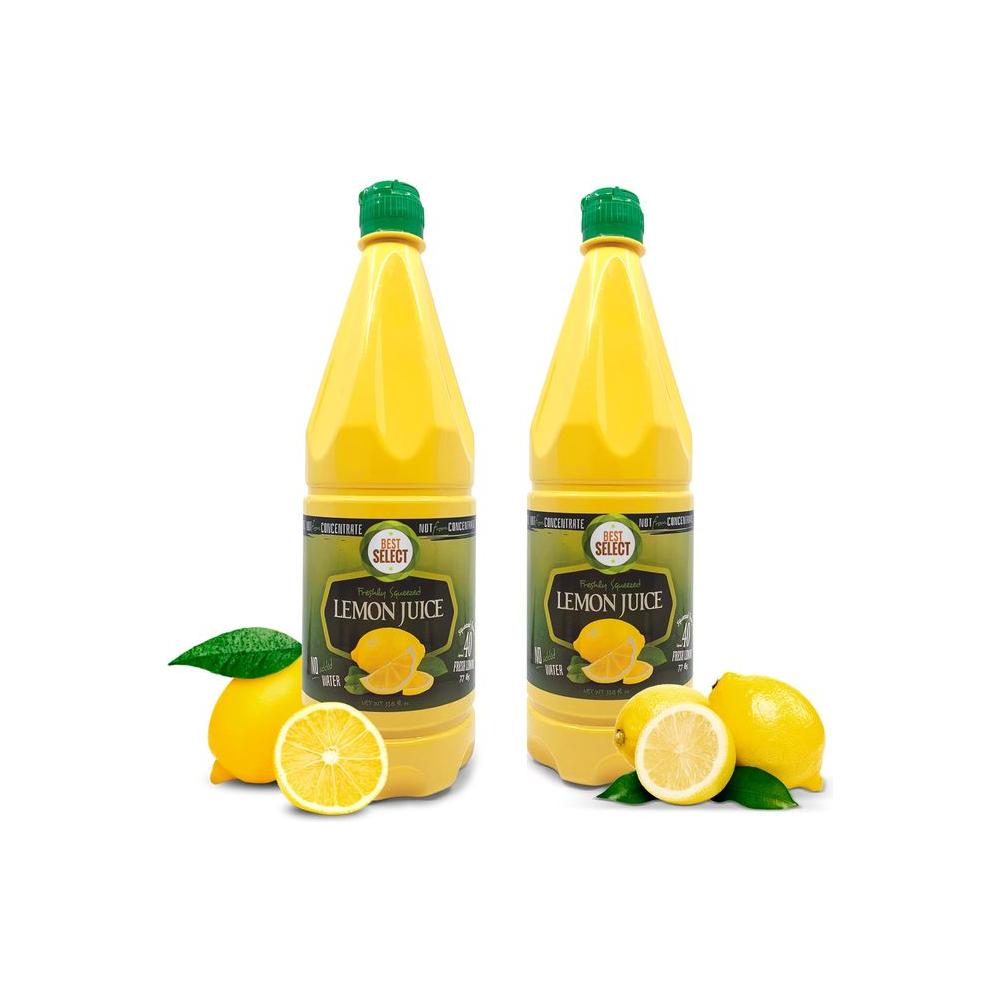 2 Pack 100 Lemon Juice Freshly Squeezed NO Added Water 338oz Not From Concentrate Appx 40 Freshly Squeezed Lemons in Each Bottle Kosher Food Best Select - Whlsome - Fruit Juices