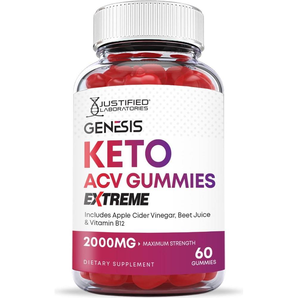 (2 Pack) Genesis Keto ACV Gummies Extreme Formula 2000MG Vegan Non GMO with Pomegranate Juice Beet Root B12 120 Gummys - Whlsome - Detox &amp; Cleanse