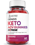 (2 Pack) Genesis Keto ACV Gummies Extreme Formula 2000MG Vegan Non GMO with Pomegranate Juice Beet Root B12 120 Gummys - Whlsome - Detox & Cleanse