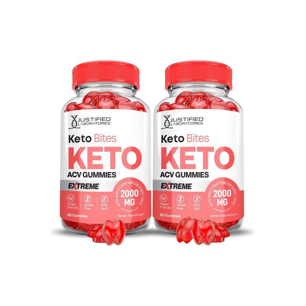 (2 Pack) Keto Bites Keto ACV Gummies Extreme Formula 2000MG Vegan Non GMO with Pomegranate Juice Beet Root B12 120 Gummys - Whlsome - Detox &amp; Cleanse