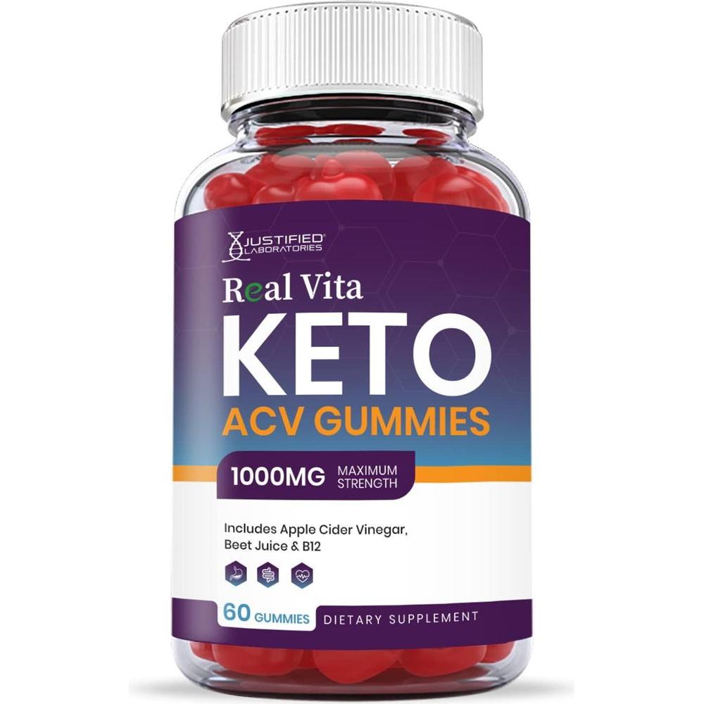 (2 Pack) Real Vita Keto ACV Gummies 1000MG with Pomegranate Juice Beet Root B12 120 Gummys - Whlsome - Detox &amp; Cleanse