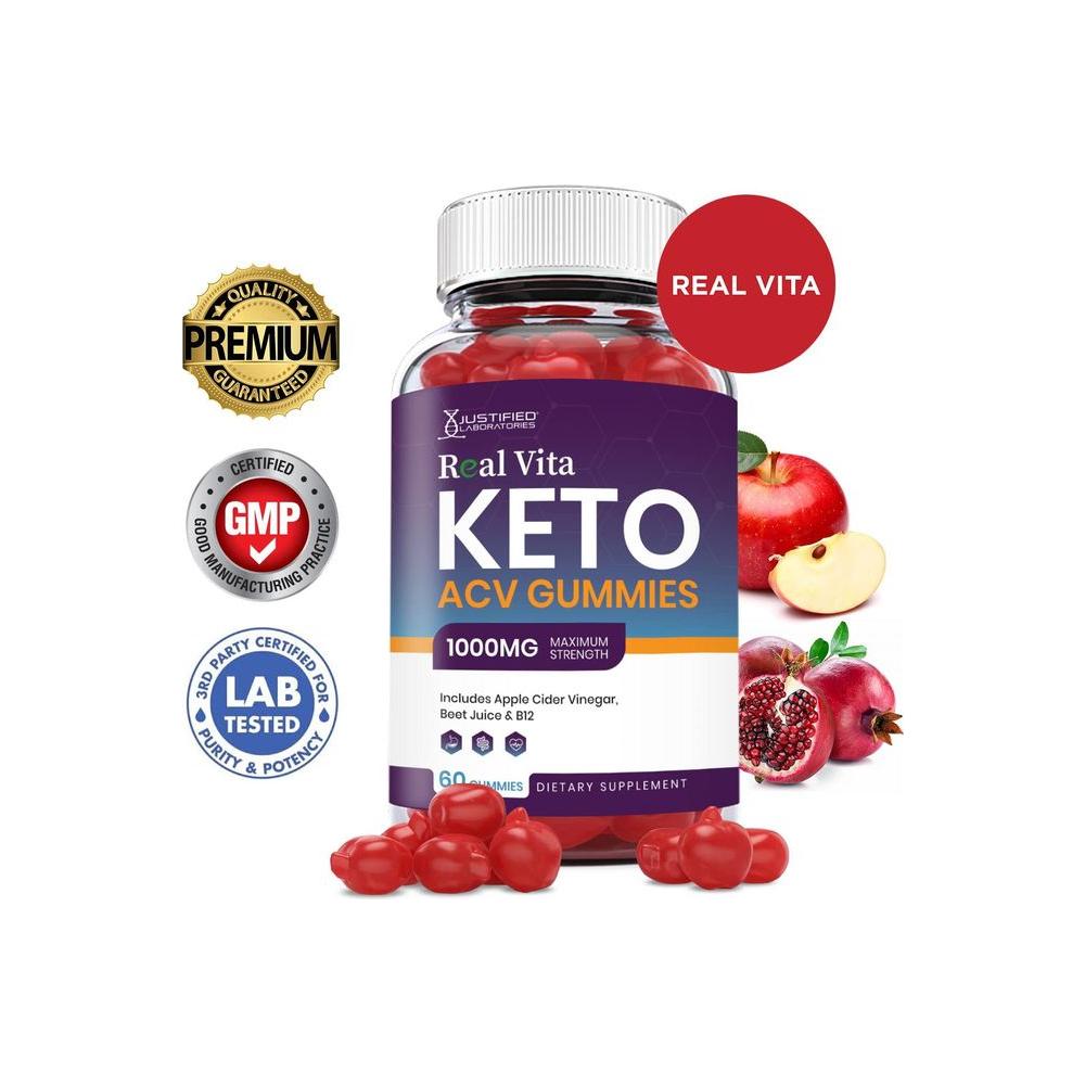 (2 Pack) Real Vita Keto ACV Gummies 1000MG with Pomegranate Juice Beet Root B12 120 Gummys - Whlsome - Detox &amp; Cleanse