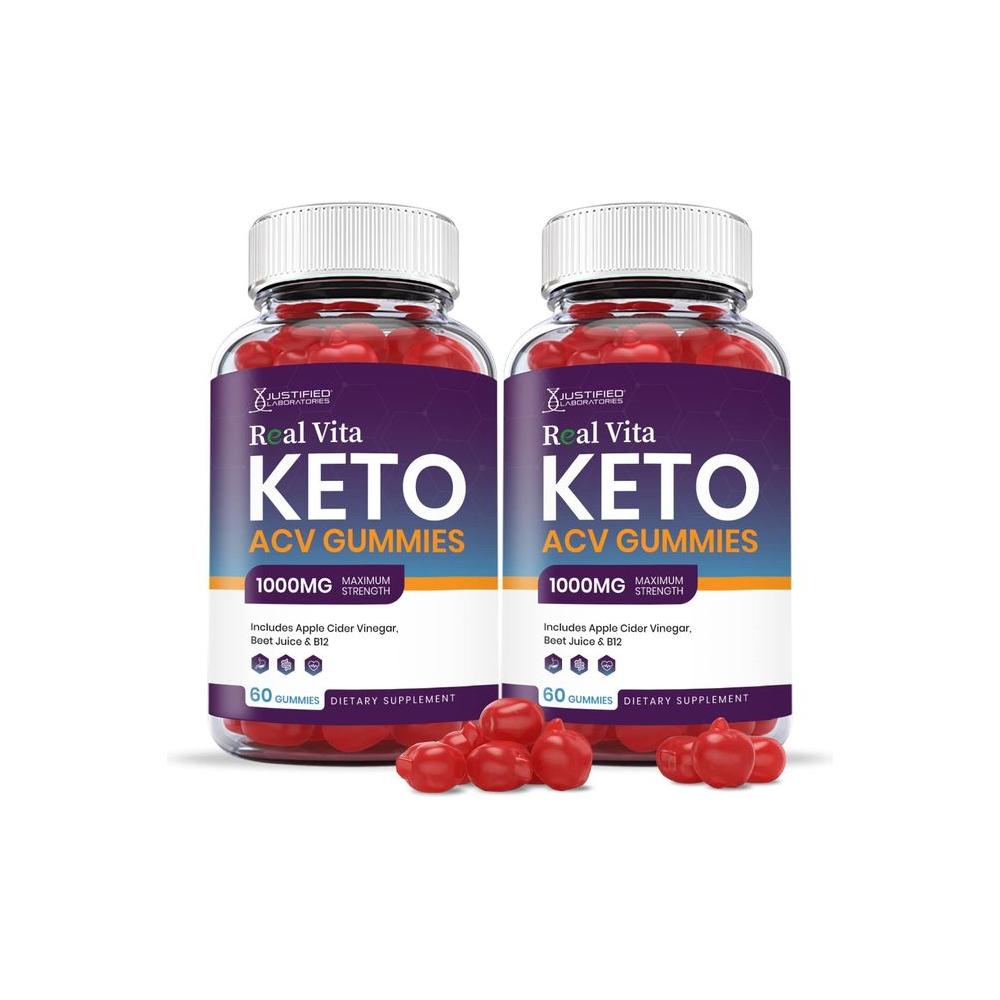 (2 Pack) Real Vita Keto ACV Gummies 1000MG with Pomegranate Juice Beet Root B12 120 Gummys - Whlsome - Detox & Cleanse