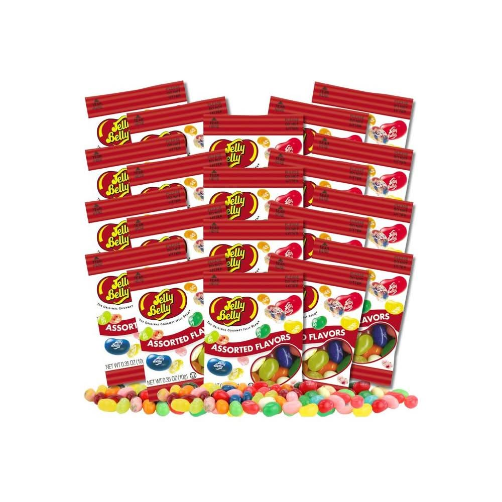 20 Mini Packs of Assorted Flavor Jelly Beans Individually Bagged for Birthday Party Favors Bulk Chewy Candy Pack of 20 - Whlsome - Candies &amp; Chocolates