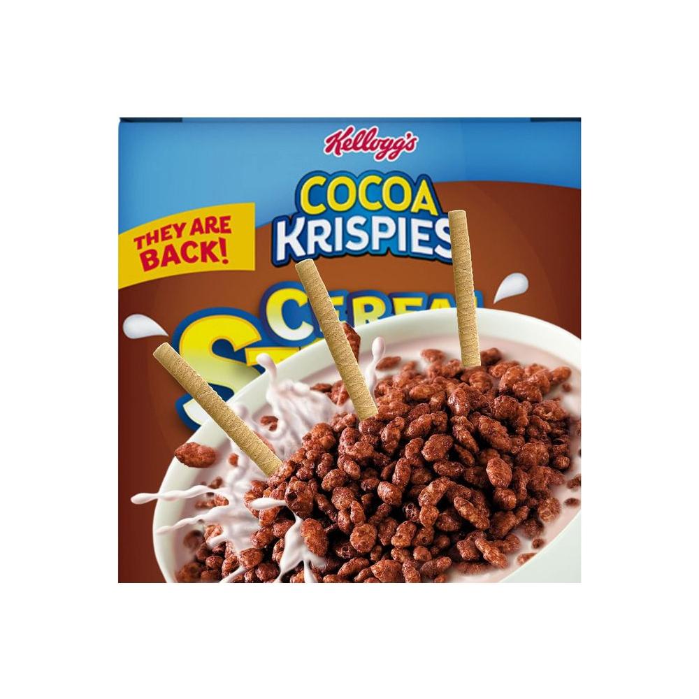 2023 Kellogg's Cereal Straws Cocoa Krispies Edible Breakfast Straw Alternatives for Milk, 90's Childhood Nostalgic Treat for Drinking and Eating, Chocolate Cereals for Kids, Pack of 3, 18 Count - Whlsome - Cereal