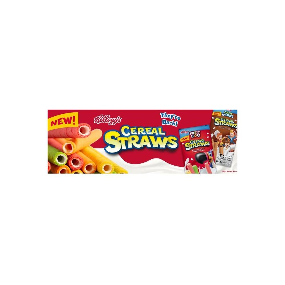 2024 Kelloggs Cereal Straws Froot Loops Edible Breakfast Straw Alternatives for Milk 90s Childhood Nostalgic Treat Cereals for Kids 18 Count - Whlsome - Breakfast Foods